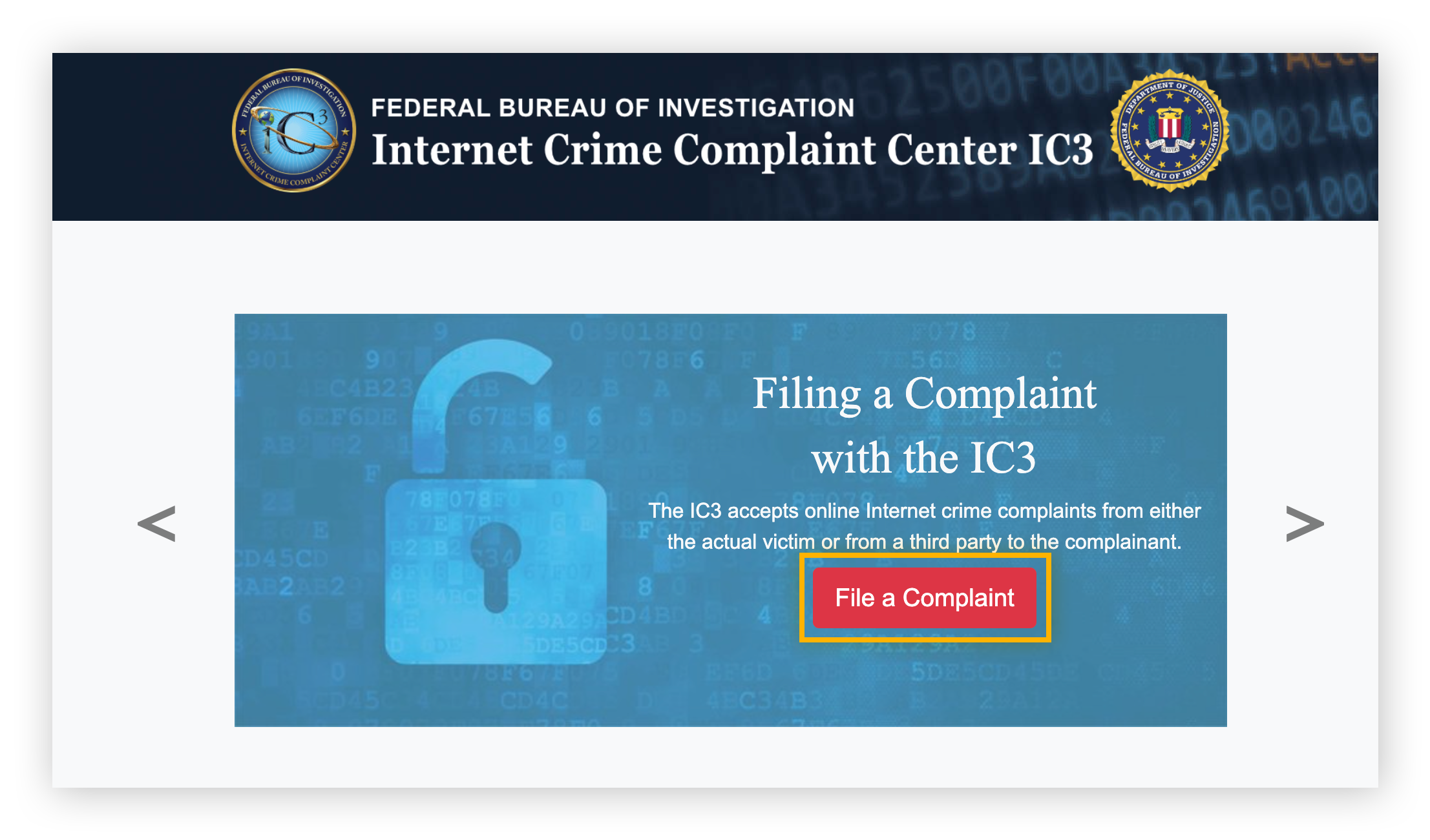 Report a crime on the Internet to IC3 using the report form.